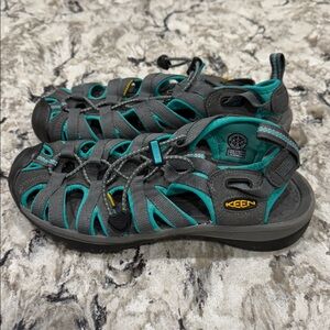 Keen Whisper Sandals size 6 women. Gray with turquoise blue. Gorpcore